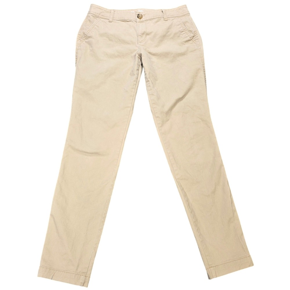 Old Navy Skinny Khaki Chino Pants Women's Size 4 Regular Tan Zip Fly Cotton Mix